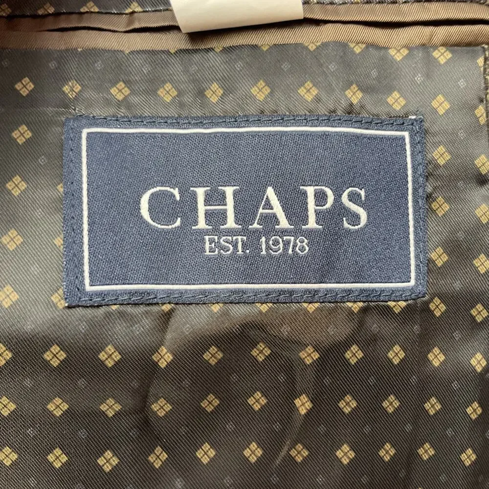 Chaps Blazer Sport Coat Mens 50R Greenish Brown Cotton Elbow Patch 2 Button Vent